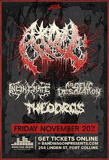 Atoll, Incinerate, Angelic Desolation, Theodros at Sound Bar (Fort Collins)
